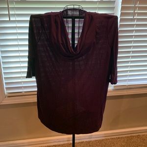 Deep Purple 1/2 sleeve shirt with cowl neck.